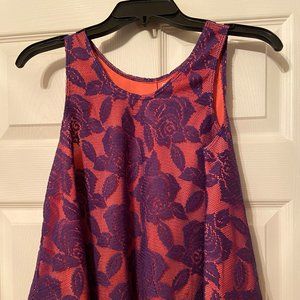 Cherokee Purple/Orange Floral Tank Swing Top Girls Size Large